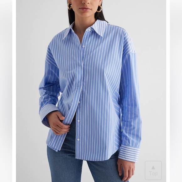 Poplin Striped Boyfriend Portofino Shirt - Picture 1 of 4